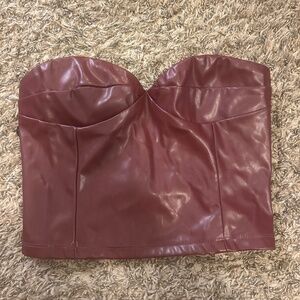 red faux leather corset top